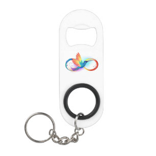 Regenboogkolibrie met oneindigheidssymbool mini flessenopener