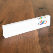 Regenboogkolibrie met oneindigheidssymbool naambordje (Zijkant)