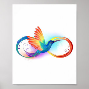 Regenboogkolibrie met oneindigheidssymbool poster