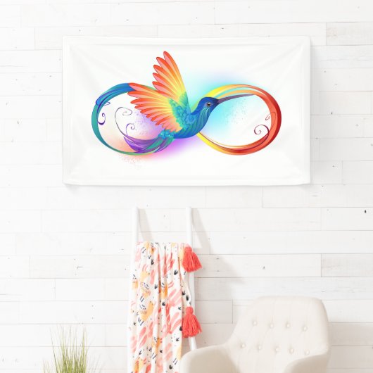 Regenboogkolibrie met oneindigheidssymbool spandoek (Insitu)