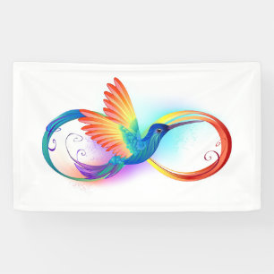 Regenboogkolibrie met oneindigheidssymbool spandoek