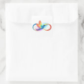 Regenboogkolibrie met oneindigheidssymbool vierkante sticker (Tas)