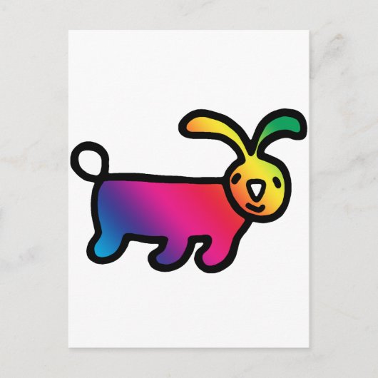Regenboogkonijn Briefkaart (Voorkant)
