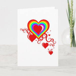 regenboogkrakende harten feestdagen kaart