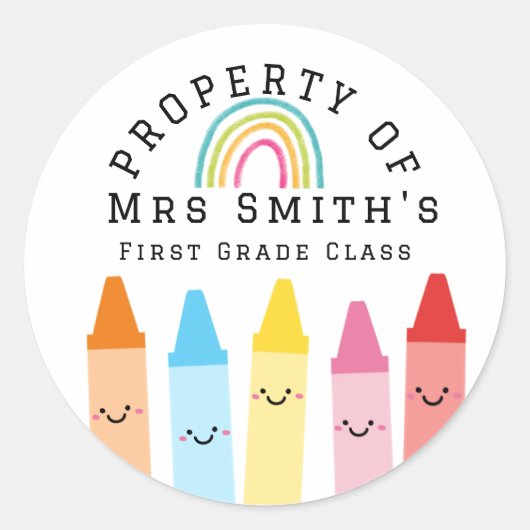 Regenboogkrijtjes Eigendom Van Klas Sticker Regen (Voorkant)