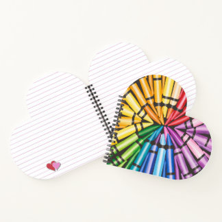 Regenboogkrijtjes Hartvormig Spiraal Notebook Notitieboek