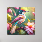 Regenboogkruin Jay Fantasie Vogel Canvas Afdruk (Voorkant)