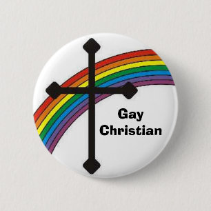 regenboogkruis, GayChristian Ronde Button 5,7 Cm