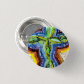 Regenboogkruis Ronde Button 3,2 Cm (Voorkant /achterkant)