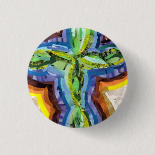 Regenboogkruis Ronde Button 3,2 Cm