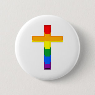 Regenboogkruis Ronde Button 5,7 Cm