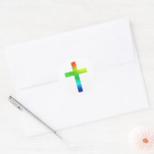 Regenboogkruis Ronde Sticker (Envelop)