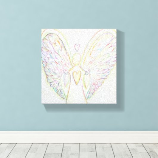 Regenboogkunsten Engel Schilderen Kunstschilderwer Canvas Afdruk (Insitu (Houten vloer))