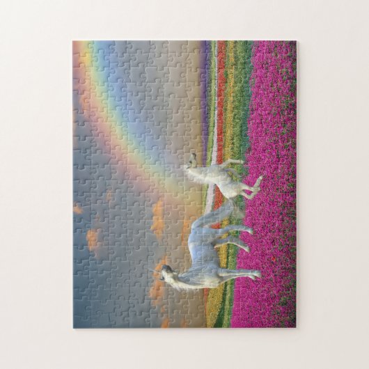 regenbooglandschap met de Unicorn-ventilator Legpuzzel (Verticaal)