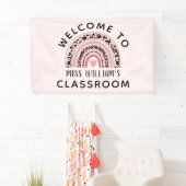 Regenboogleraar leslokaal roze welkomstbanner spandoek (Insitu)