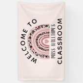 Regenboogleraar leslokaal roze welkomstbanner spandoek (Verticaal)