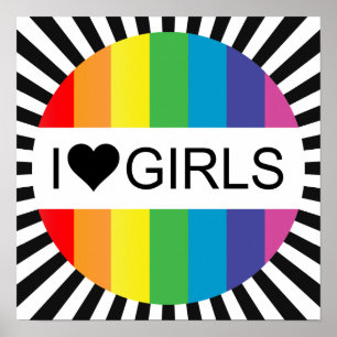 Regenboogliefde. Ik hartmeisjes. Poster