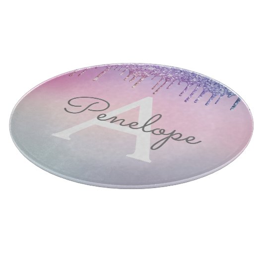 Regenboogliter met gloed en monogram snijplank (Hoek)