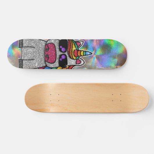 Regenbooglitter Unicorn Sparkly Chrome Holographic Skateboard (Horizontaal)