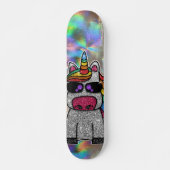 Regenbooglitter Unicorn Sparkly Chrome Holographic Skateboard (Voorkant)