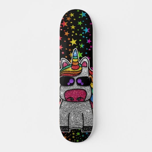 Regenbooglitter Unicorn Sparkly Stars Sparkle Sk8r Skateboard (Voorkant)