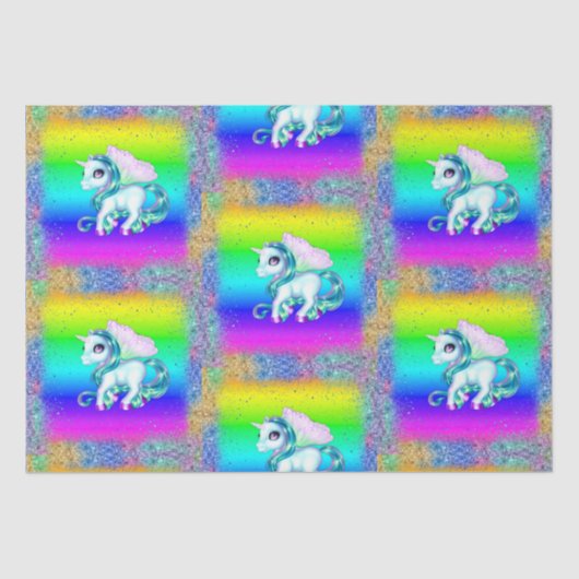 Regenbooglitter Unicorns Tissuepapier (Voorkant)