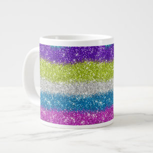 Regenbooglitters stripes jumbo mok