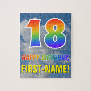 Regenbooglook "18" & "HAPPY BIRTHDAY", Bewolkte he Legpuzzel