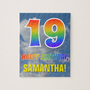 Regenbooglook "19" & "HAPPY BIRTHDAY", Bewolkte he Legpuzzel