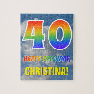Regenbooglook "40" & "HAPPY BIRTHDAY", Bewolkte he Legpuzzel