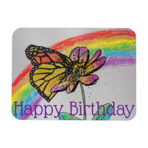 Regenboogmonoarch Butterfly Painting Birthday Magn Magneet