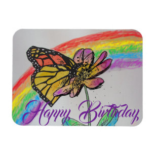 Regenboogmonoarch Butterfly Painting Birthday Magn Magneet