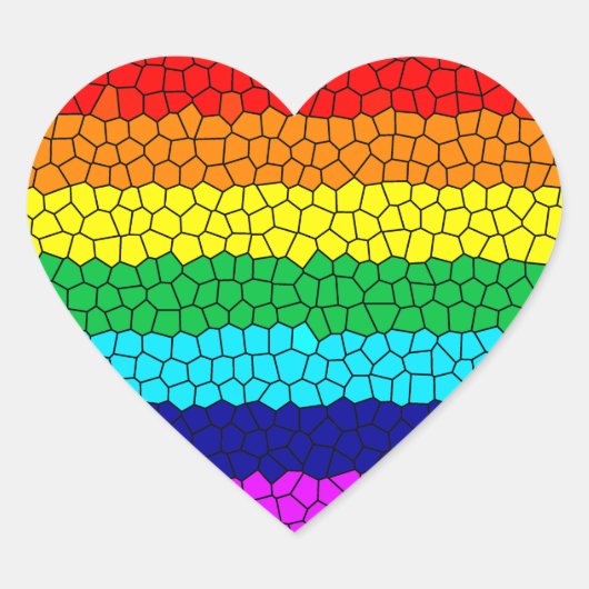 Regenboogmozaïek Hart Sticker (Voorkant)