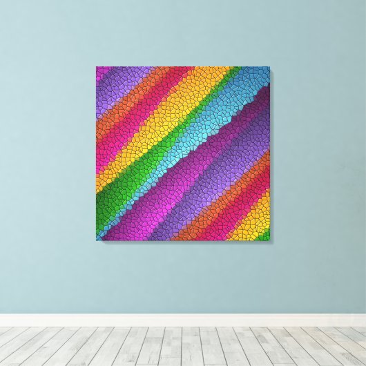 regenboogmozaïekdoek canvas afdruk (Insitu (Houten vloer))