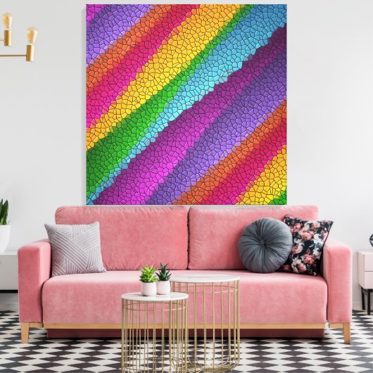 regenboogmozaïekdoek canvas afdruk (Insitu (Woonkamer))