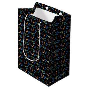 RegenboogMuzieknoten (zwart) Medium Cadeauzakje
