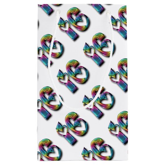 Regenboognummer zestien zoete 16 16e Jubileum Klein Cadeauzakje (Achterkant)