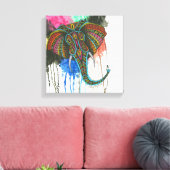Regenboogolifant Canvas Afdruk (Insitu (Woonkamer))