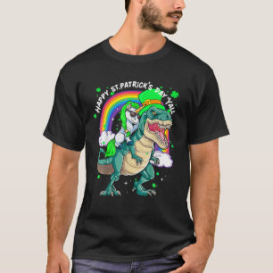 Regenboogontroering T Rex Dinosaur Happy St Pat T-shirt