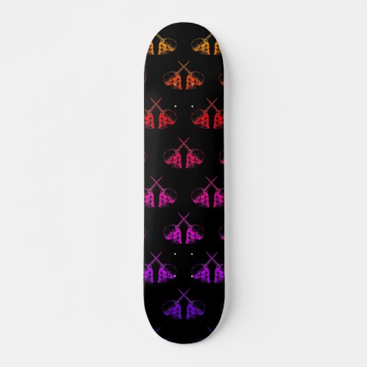 Regenboogontrokken schedels skateboard (Voorkant)