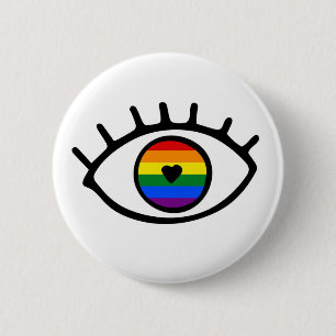Regenboogoog Ronde Button 5,7 Cm