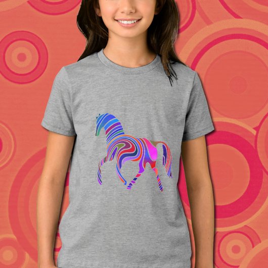 Regenboogpaard in psychedelische kleuren Tri-Blend shirt