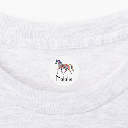 Regenboogpaard - jouw naam labels (Aangebracht)