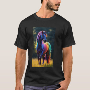 Regenboogpaard Staand Op Gras Voor Fantasyliefhebb T-shirt