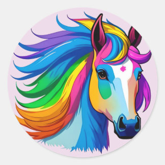 Regenboogpaarden Ronde Sticker