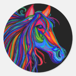 regenboogpaardenkop ronde sticker