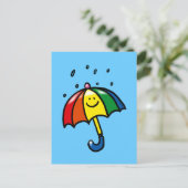 Regenboogparaplu's en regendruppels briefkaart (Staand voorkant)