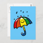 Regenboogparaplu's en regendruppels briefkaart (Voorkant / Achterkant)