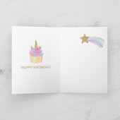 Regenboogpastel Magische Eenhoorn Gezicht Verjaard Kaart (Binnen)
