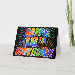 Regenboogpatroon "GEFELICITEERD MET JE 18E VERJAAR Kaart